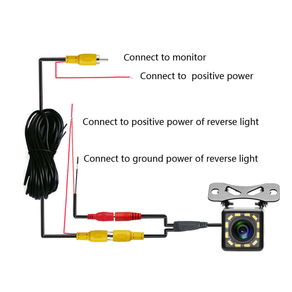 car Rear View Camera Universal 12 LED Night Vision Backup Parking Reverse Camera Waterproof 170 Wide Angle HD Color Image