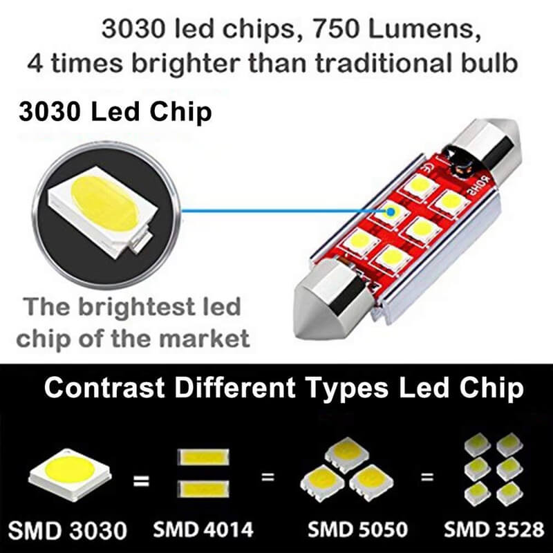 NEW-Super Bright Canbus Error Free 6-Smd 3030 Chipset 41Mm 211-2 212-2 569 578 Xenon White Led Bulbs For Map Dome License Pl