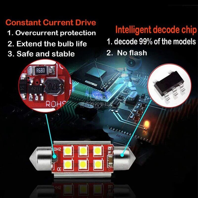 NEW-Super Bright Canbus Error Free 6-Smd 3030 Chipset 41Mm 211-2 212-2 569 578 Xenon White Led Bulbs For Map Dome License Pl