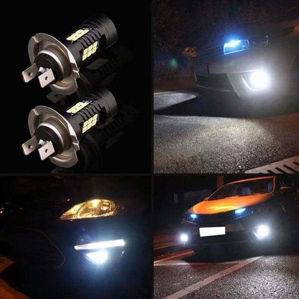 NEW-2Pcs 3030 21Smd H7 High Power 6500K Super White Led Fog Lights Driving Bulbs Fog Lights For Cars