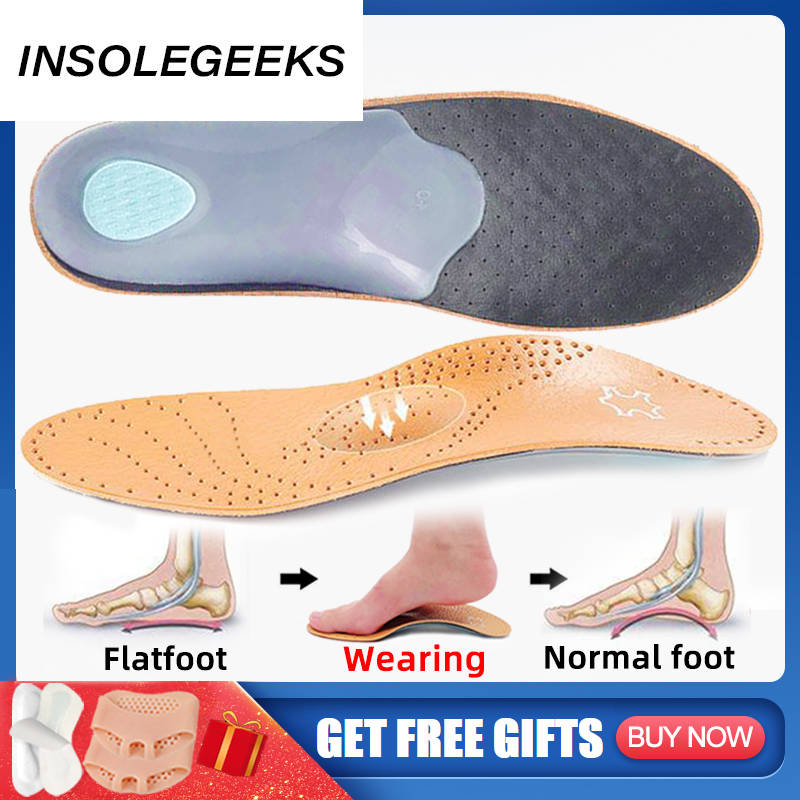 Orthopedic Insoles Leather Orthotics Insole Flat Foot Health Sole Pad for Shoe Insert Arch Support for Plantar Fasciitis