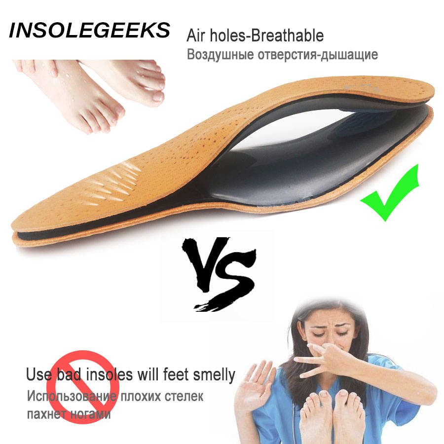 Orthopedic Insoles Leather Orthotics Insole Flat Foot Health Sole Pad for Shoe Insert Arch Support for Plantar Fasciitis