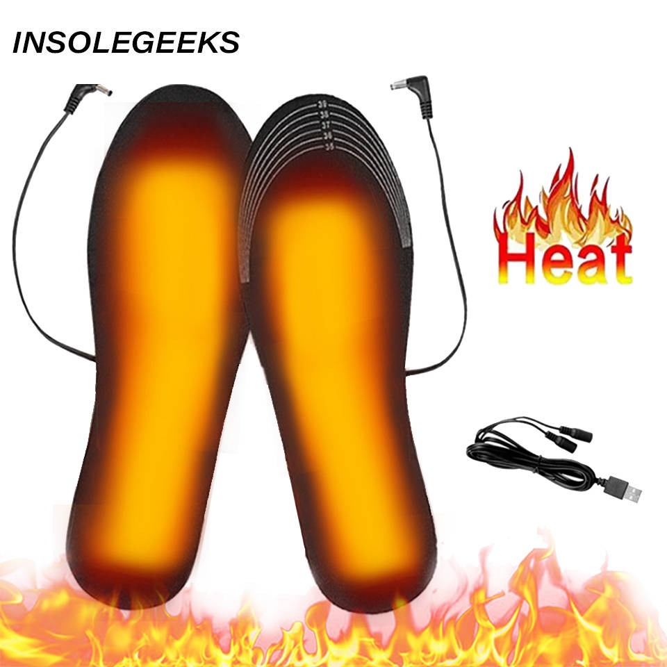 USB Heated Shoe Insoles for Feet Warm Sock Pad Mat Electrically Heating Insoles Washable Warm Thermal Insoles man women