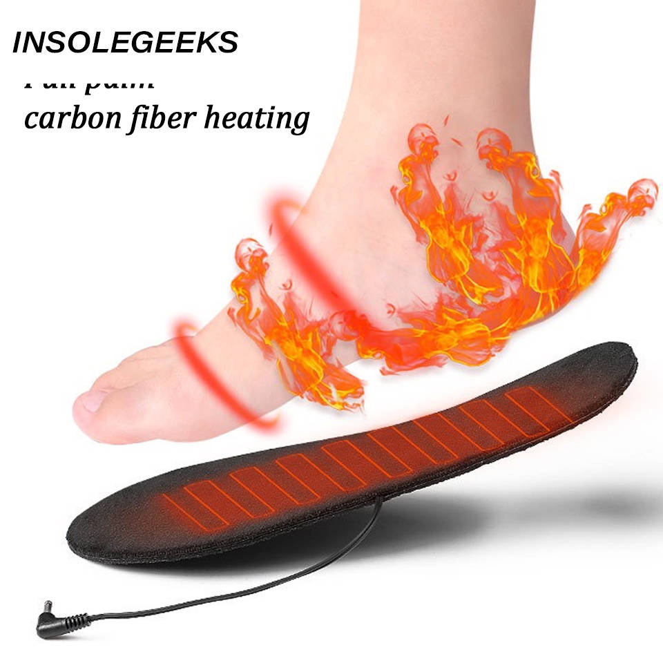 USB Heated Shoe Insoles for Feet Warm Sock Pad Mat Electrically Heating Insoles Washable Warm Thermal Insoles man women