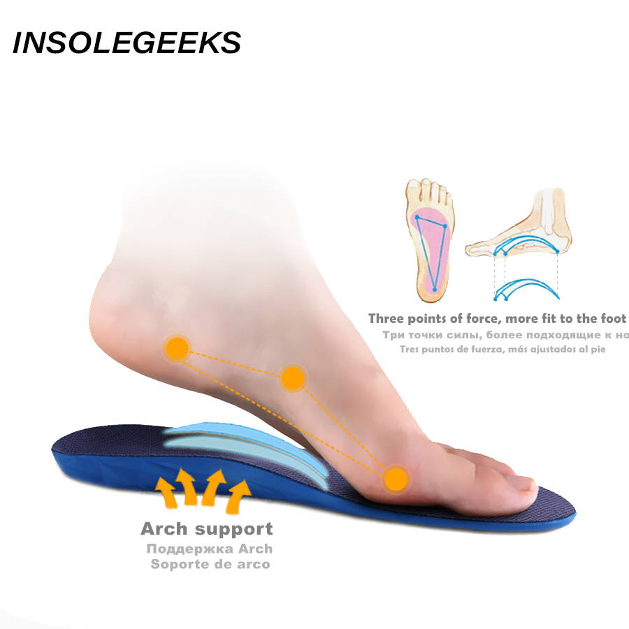 Unisex PU Athletic Comfort Insoles with Shock Absorption Pads Daily Wear Work Shoes Arch Support Insole Orthotic Insoles