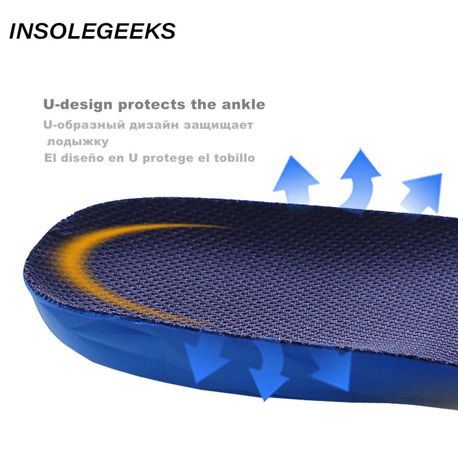 Unisex PU Athletic Comfort Insoles with Shock Absorption Pads Daily Wear Work Shoes Arch Support Insole Orthotic Insoles