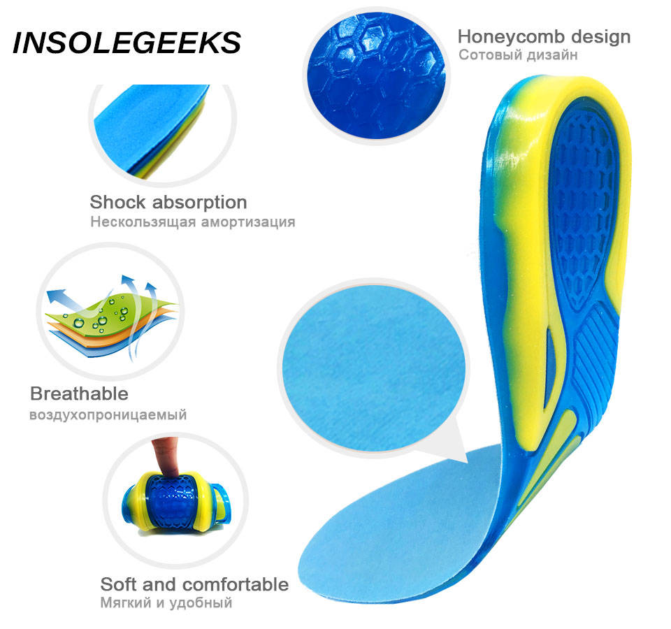 Silicon Gel Insoles Foot Care for Plantar Fasciitis orthopedic Massaging Shoe Inserts Shock Absorption Shoe pad Unisex