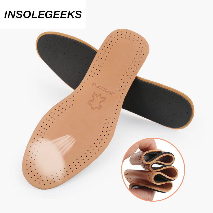 Sports leisure leather insoles for Flat Feet Inserts men and women shoes Pad Breathable sweat absorption Deodorant Shoes Insole