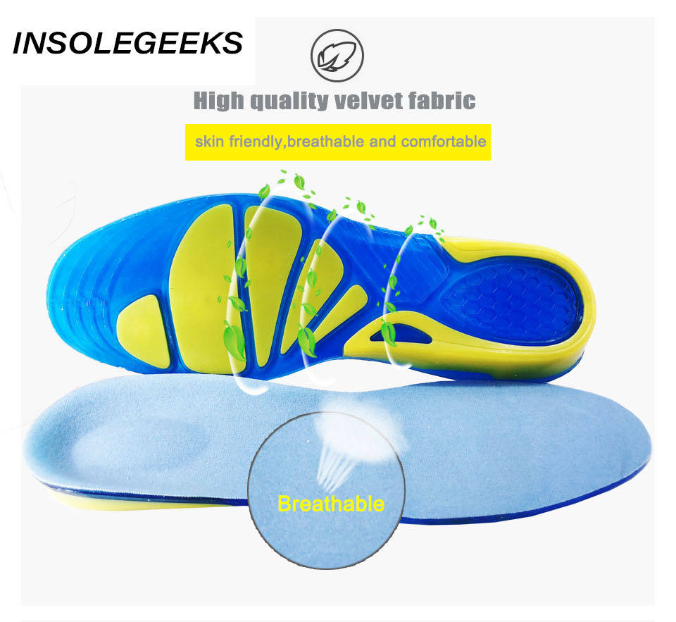 Silicone Non-Slip Gel Soft Sport Shoe Insoles Massaging Insole Orthopedic Foot Care For feet Shoes Sole Shock Absorption Pads