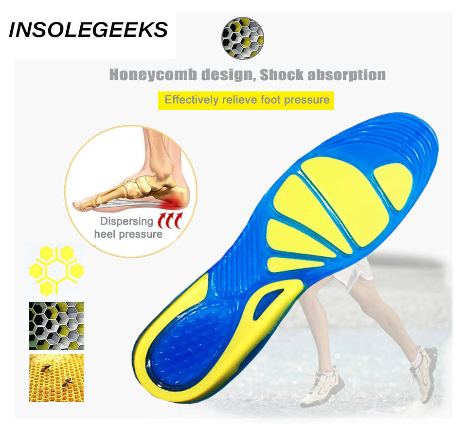 Silicone Non-Slip Gel Soft Sport Shoe Insoles Massaging Insole Orthopedic Foot Care For feet Shoes Sole Shock Absorption Pads