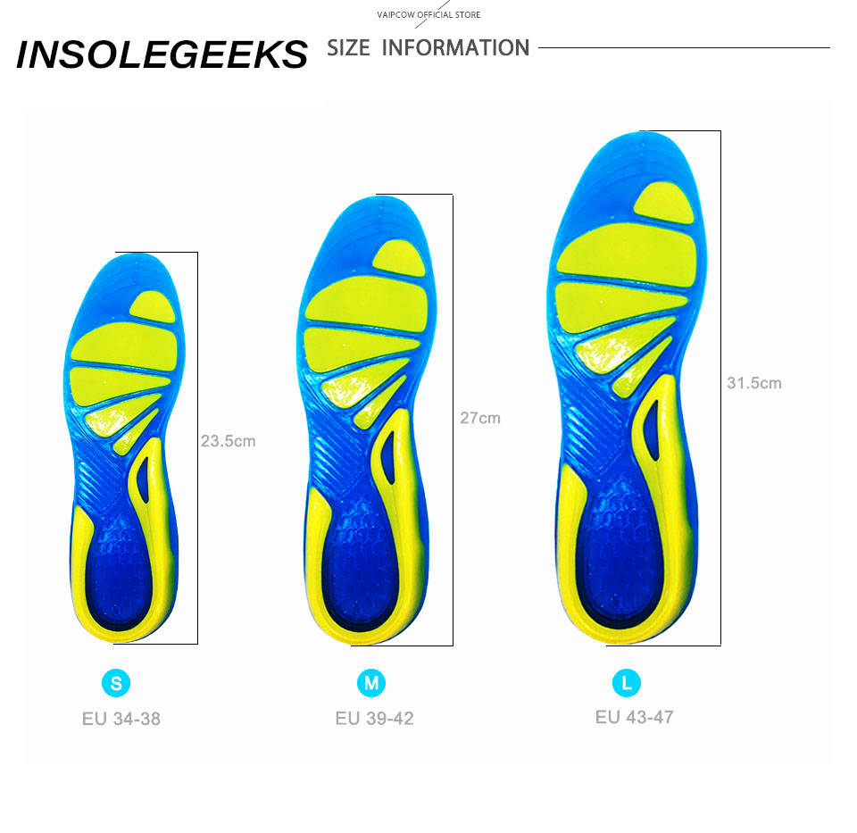 Silicone Non-Slip Gel Soft Sport Shoe Insoles Massaging Insole Orthopedic Foot Care For feet Shoes Sole Shock Absorption Pads