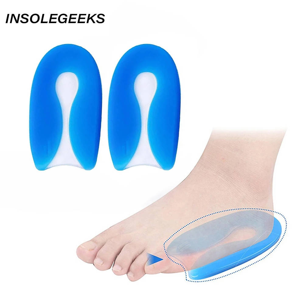 Silicone Gel Insoles Heel Cushion Soles Relieve Foot Pain Plantar Fasciitis Protectors Spur Support Shoe Pad Feet Care Inserts