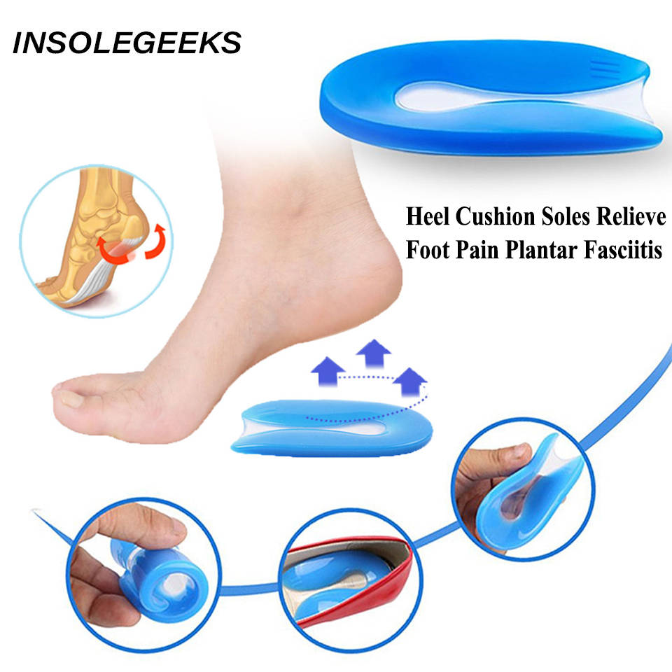 Silicone Gel Insoles Heel Cushion Soles Relieve Foot Pain Plantar Fasciitis Protectors Spur Support Shoe Pad Feet Care Inserts