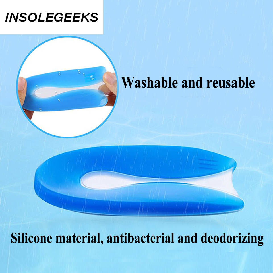 Silicone Gel Insoles Heel Cushion Soles Relieve Foot Pain Plantar Fasciitis Protectors Spur Support Shoe Pad Feet Care Inserts