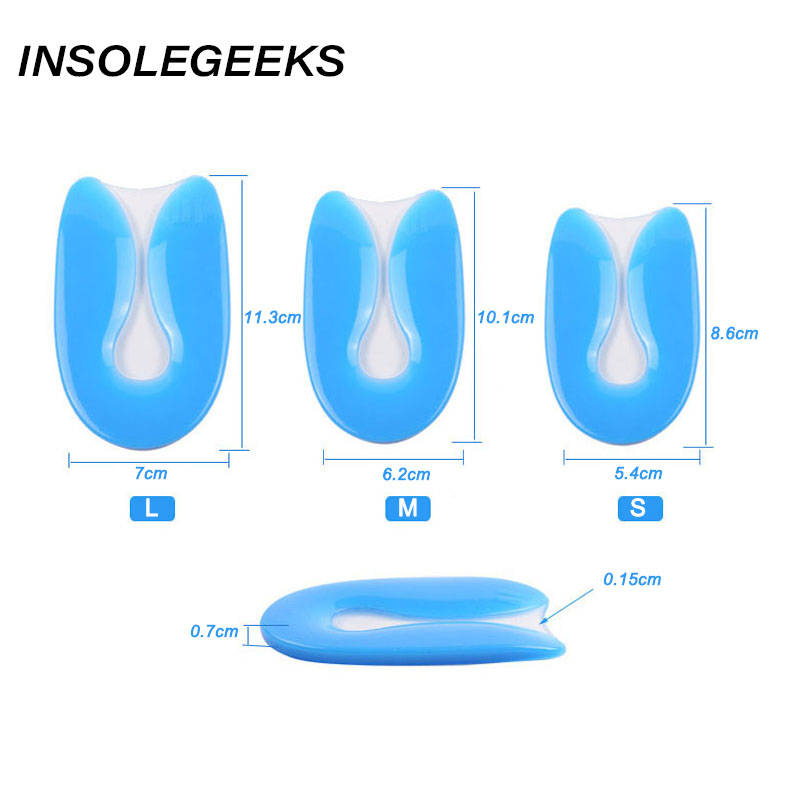 Silicone Gel Insoles Heel Cushion Soles Relieve Foot Pain Plantar Fasciitis Protectors Spur Support Shoe Pad Feet Care Inserts