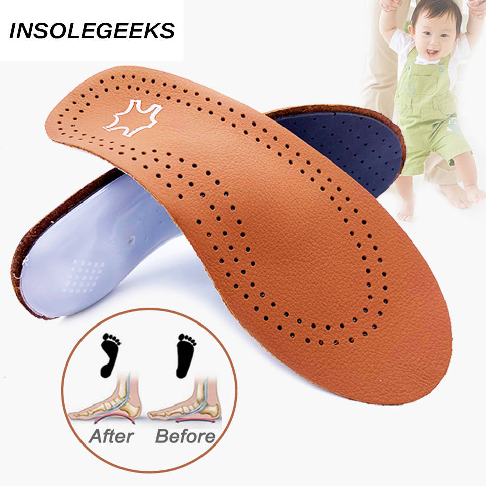 Leather orthotic insole for Flat Feet Arch Support orthopedic shoes sole Insoles for feet suitable men women Children O/X Leg