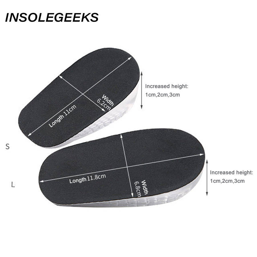 Height Increase Elevator Insoles Pads Soles For Shoes Women Men Silicone Gel Lift Height Increase Shoe Insoles Heel Insert