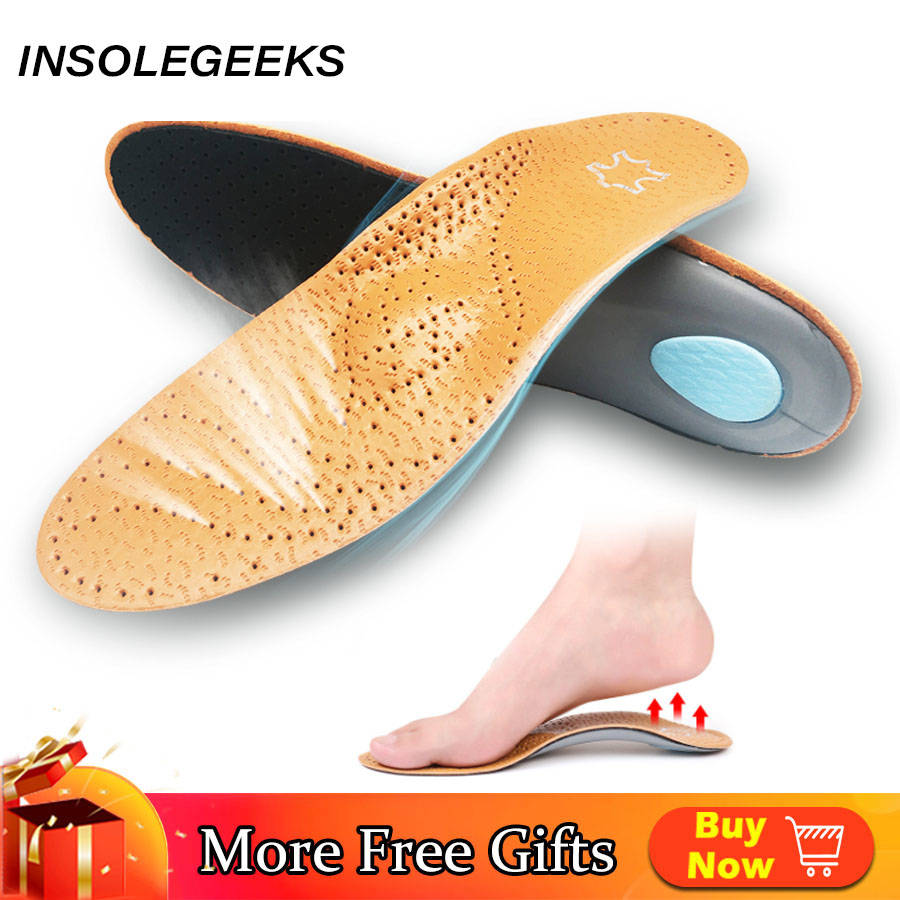 2 pairs more favorable Premium Leather Orthotic insole for Flat foot Shoe Insoles Arch Support orthopedic corrigibil Pad OX Leg