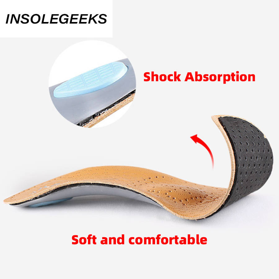 2 pairs more favorable Premium Leather Orthotic insole for Flat foot Shoe Insoles Arch Support orthopedic corrigibil Pad OX Leg