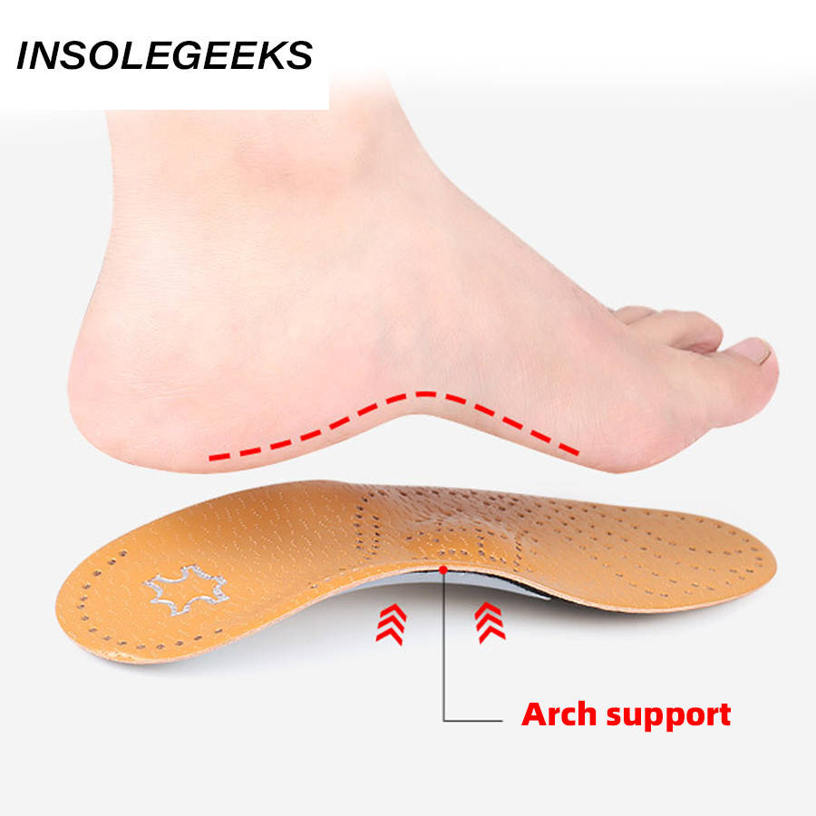 2 pairs more favorable Premium Leather Orthotic insole for Flat foot Shoe Insoles Arch Support orthopedic corrigibil Pad OX Leg