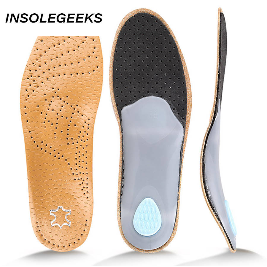 2 pairs more favorable Premium Leather Orthotic insole for Flat foot Shoe Insoles Arch Support orthopedic corrigibil Pad OX Leg