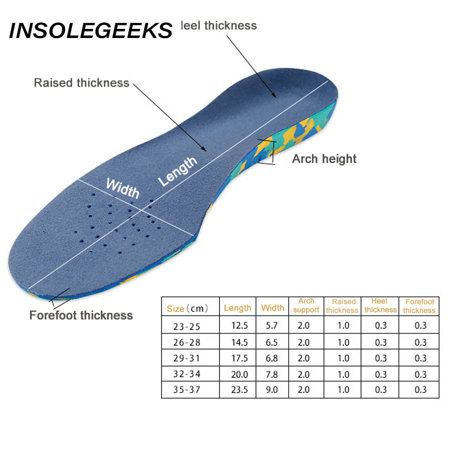 Children Arch Orthopedic corrigibil Insoles Full Length Orthotics Shoe Inserts for Flat Feet Sweat-absorbent Insoles