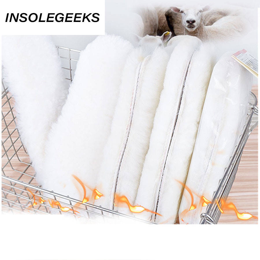 Natural Sheepskin Insoles Cashmere Thermal Shearling Snow Boots Shoe Pad Real Fur Wool Adult Winter Shoes Warm heated insole