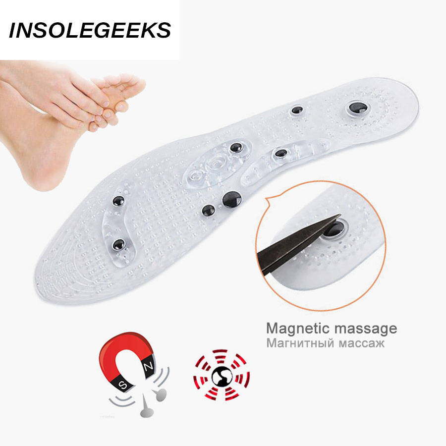 2 pairs Women Men Silicone Insole Magnetic Therapy Anti Fatigue Health Care Massage Insoles