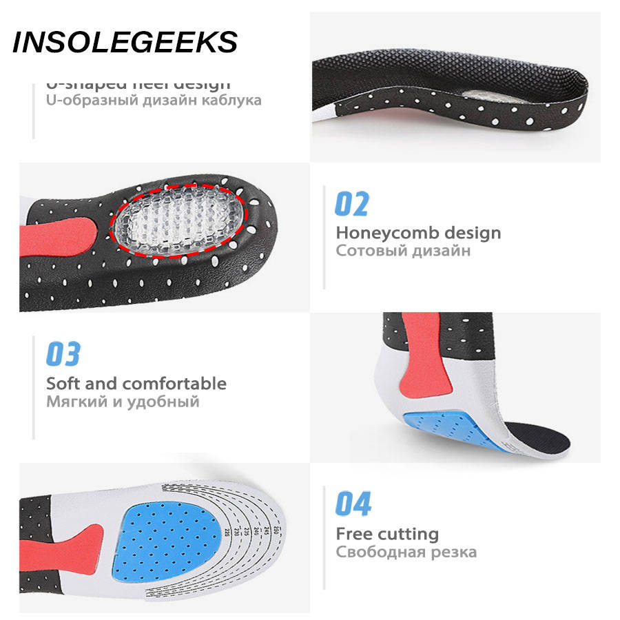 50 pairs port Running Silicone Gel Insoles for feet Man Women shoes sole orthopedic pad Massaging Shock Absorption arch support