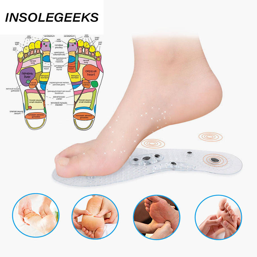 Unisex Magnetic Massage Shoe Insole Foot Care Acupressure Slimming Shoe Gel Insoles Health Medical Therapy Silicone Shoe Inserts