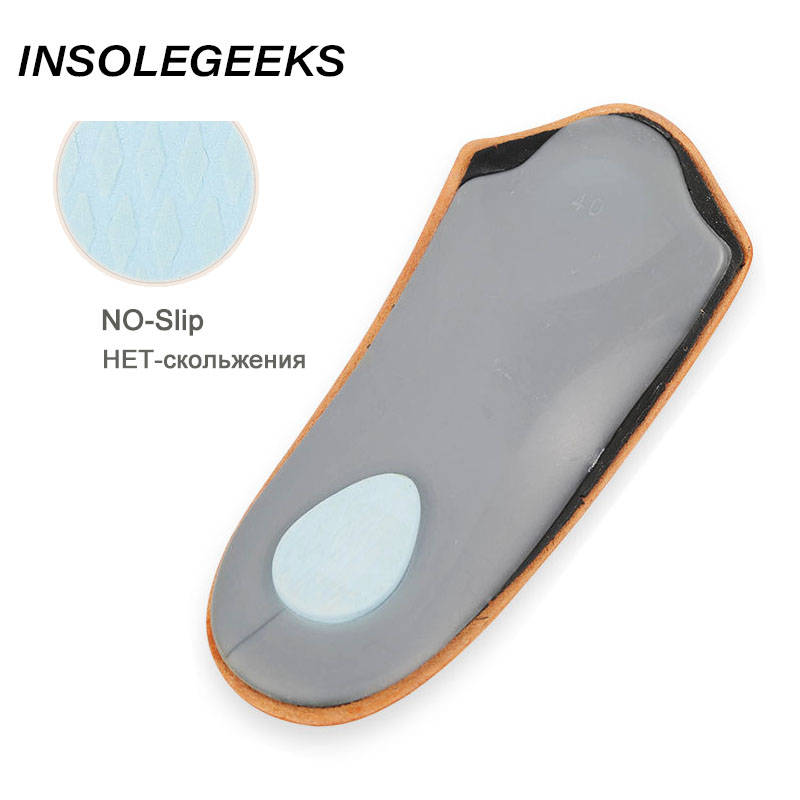 3/4 length Leather insole Flat Foot Orthotic insoles Arch Support 2.5cm Half Shoe Pad Orthopedic Insoles shoes women men