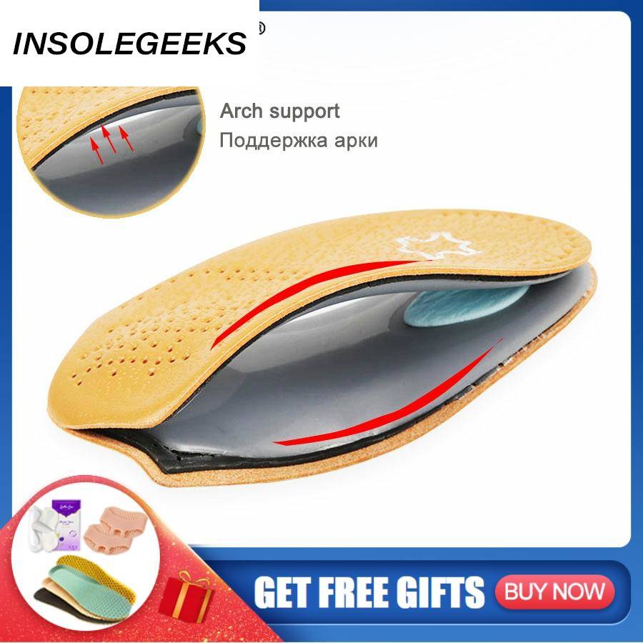 3/4 length Leather insole Flat Foot Orthotic insoles Arch Support 2.5cm Half Shoe Pad Orthopedic Insoles Unisex dropshipping