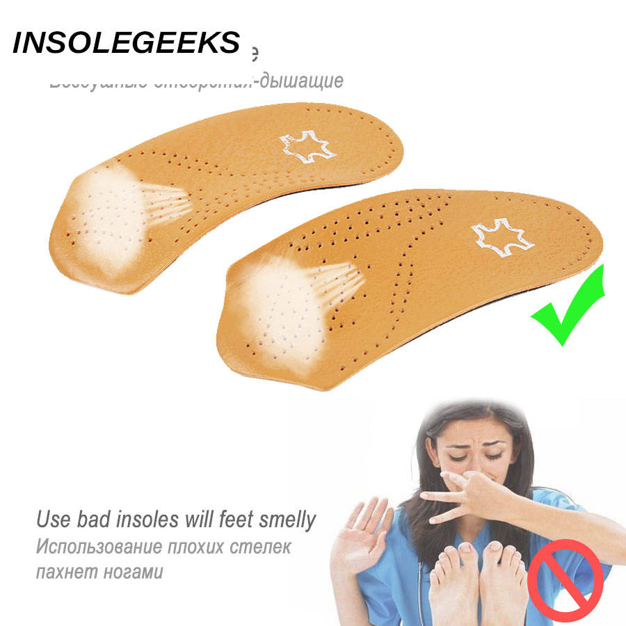 3/4 length Leather insole Flat Foot Orthotic insoles Arch Support 2.5cm Half Shoe Pad Orthopedic Insoles Unisex dropshipping