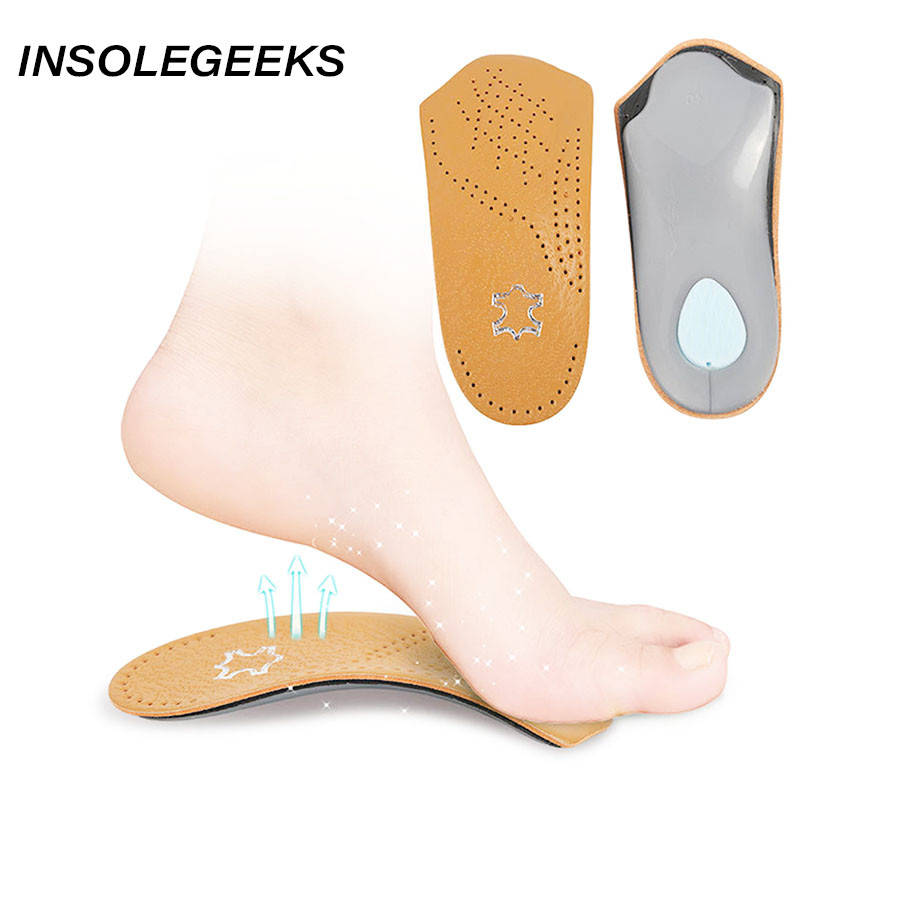 3/4 length Leather insole Flat Foot Orthotic insoles Arch Support 2.5cm Half Shoe Pad Orthopedic Insoles Unisex dropshipping