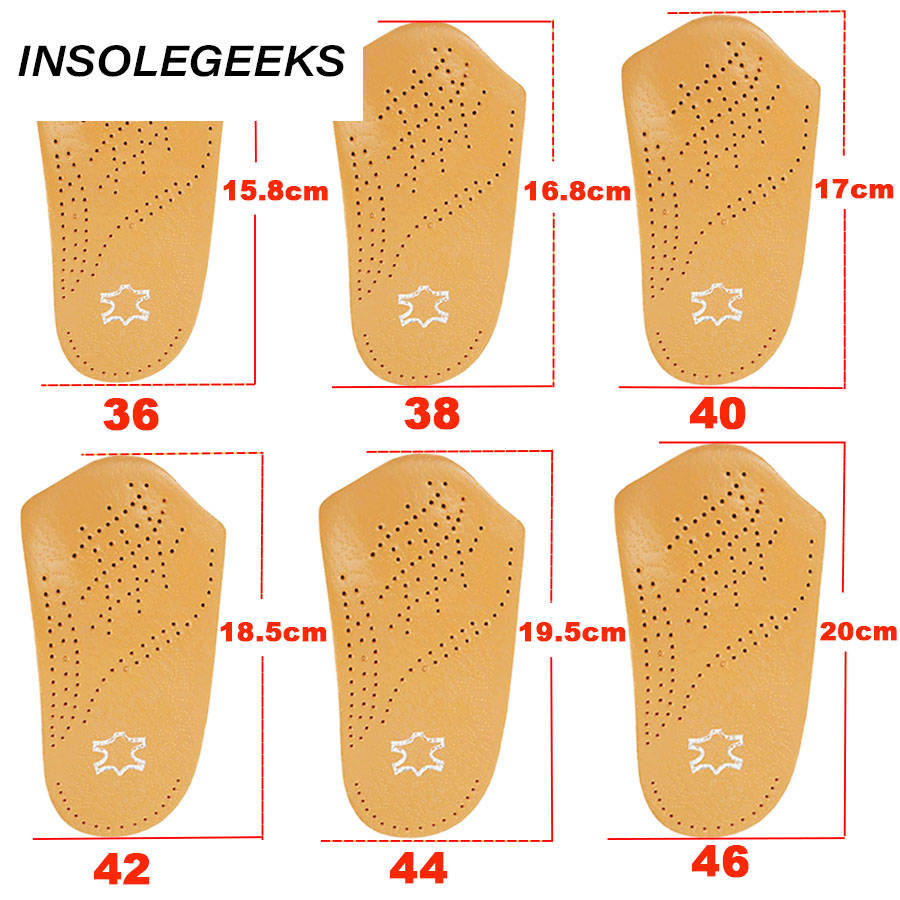 3/4 length Leather insole Flat Foot Orthotic insoles Arch Support 2.5cm Half Shoe Pad Orthopedic Insoles Unisex dropshipping