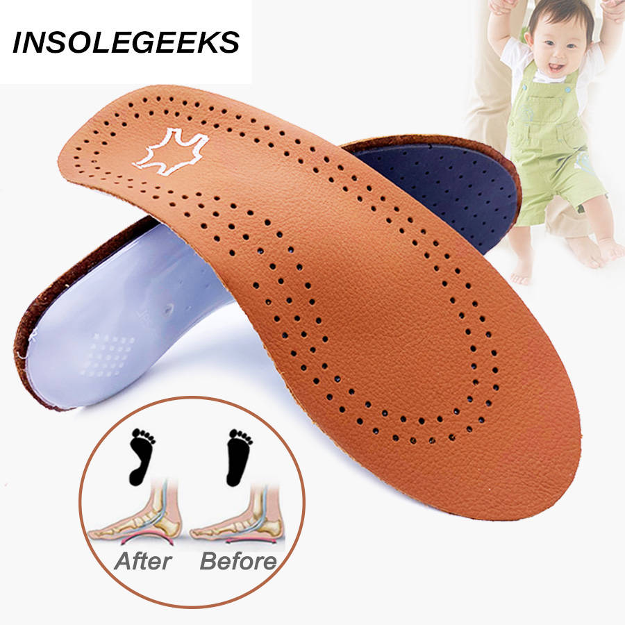 Leather Kids Orthopedic Insoles for Children Shoes Flat Foot Arch Support Orthotic Pads corrigibil Health Feet Care Insole