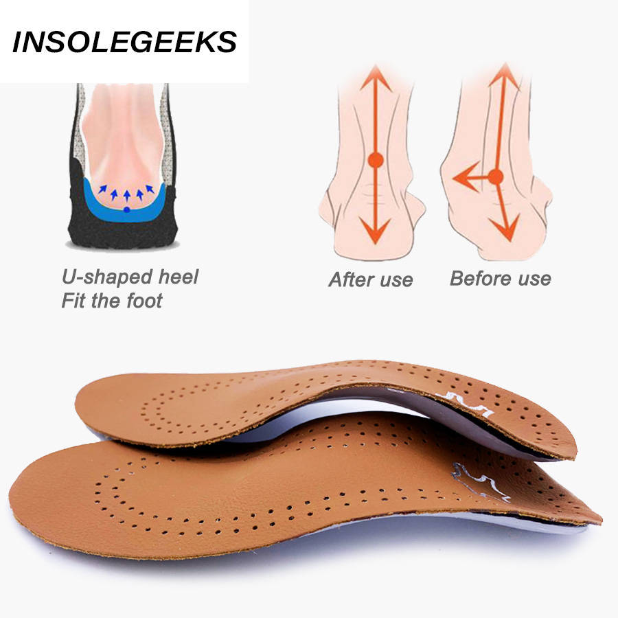 Leather Kids Orthopedic Insoles for Children Shoes Flat Foot Arch Support Orthotic Pads corrigibil Health Feet Care Insole