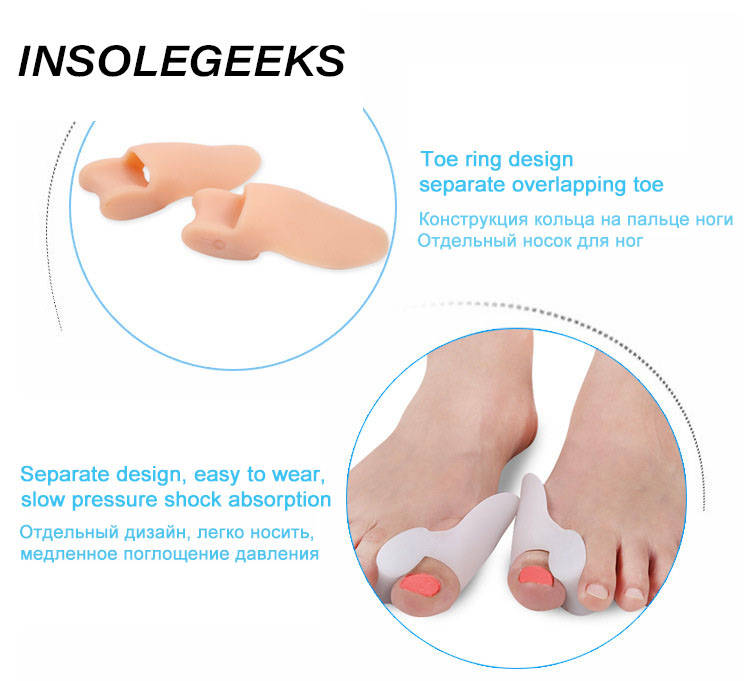 Toe Separators Protectors Pain Relieve Hallux Valgus Orthopedic Insoles Feet Care Soft Silicone Shoe Pad Silicone Toe Pads