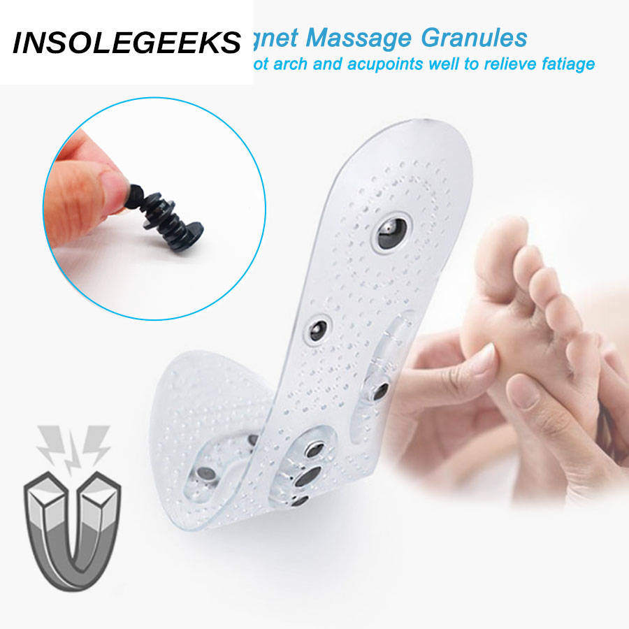 Acupressure Magnetic Foot Therapy Reflexology Pain Relief Shoe Insoles Orthopedic 1pair Washable Cutable Silicone Shoe Insole