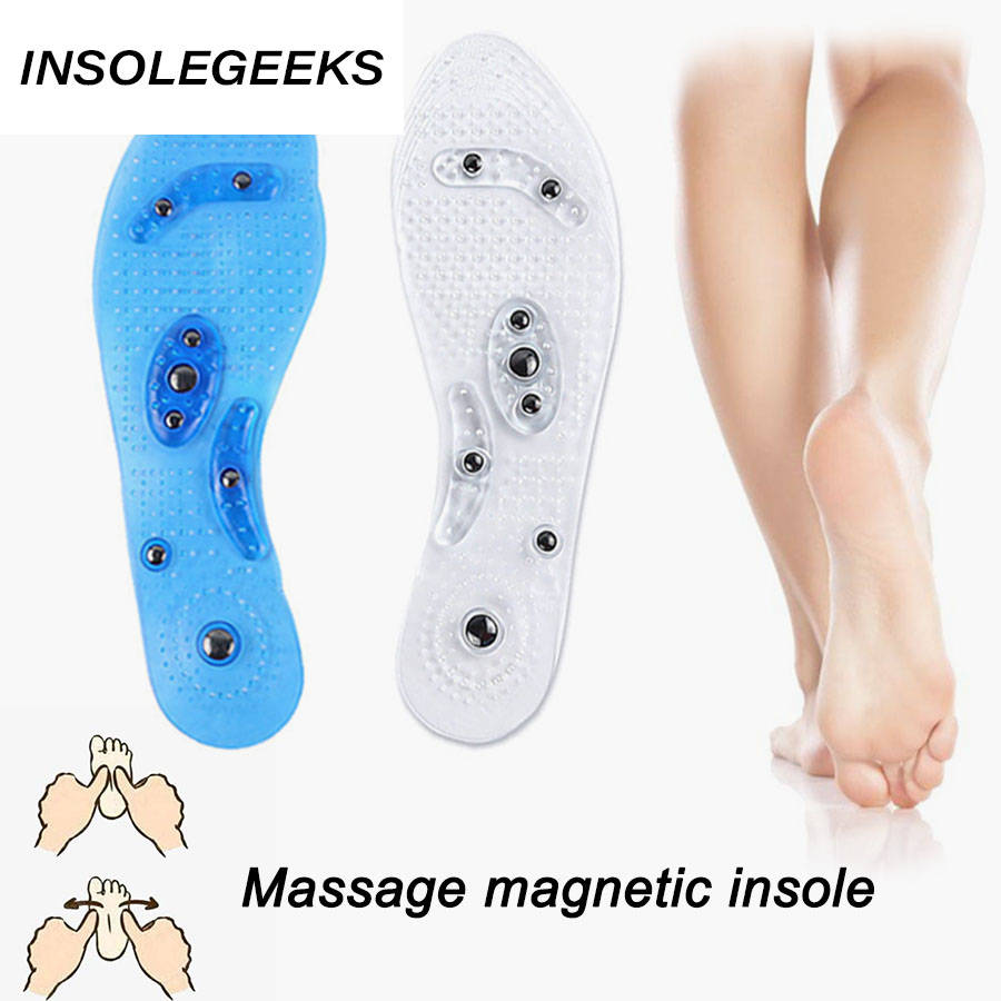 Acupressure Magnetic Foot Therapy Reflexology Pain Relief Shoe Insoles Orthopedic 1pair Washable Cutable Silicone Shoe Insole