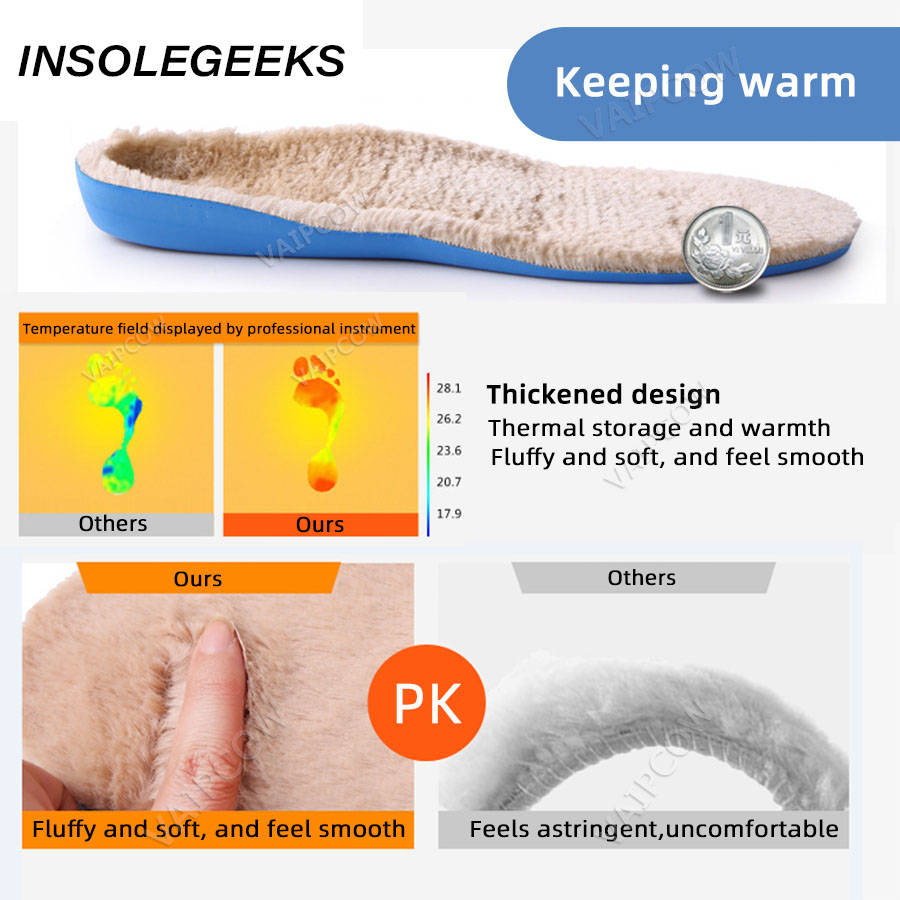 Keep Warm Heated Insoles Thicken Rabbit fur warm insole Orthopedic Insoles Flat Feet Arch Support For Man Woman Boots Shoe Pads