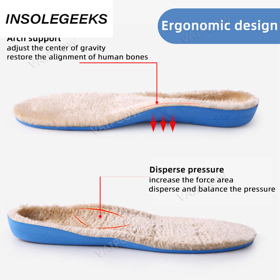 Keep Warm Heated Insoles Thicken Rabbit fur warm insole Orthopedic Insoles Flat Feet Arch Support For Man Woman Boots Shoe Pads