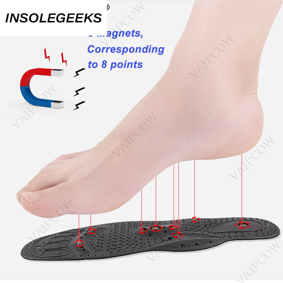 Unisex Magnetic Massage Insoles Foot Acupressure Shoe Pads Therapy Slimming Insoles for Weight Loss Transparent Blue Black