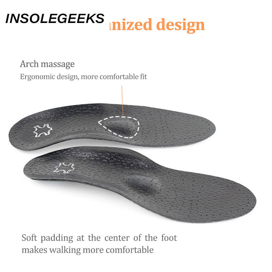 High quality Leather orthotic insole for Flat Feet Arch Support orthopedic shoes sole Insoles for feet men and women OX Leg