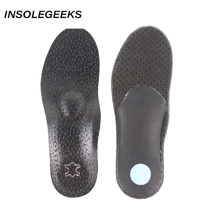 High quality Leather orthotic insole for Flat Feet Arch Support orthopedic shoes sole Insoles for feet men and women OX Leg