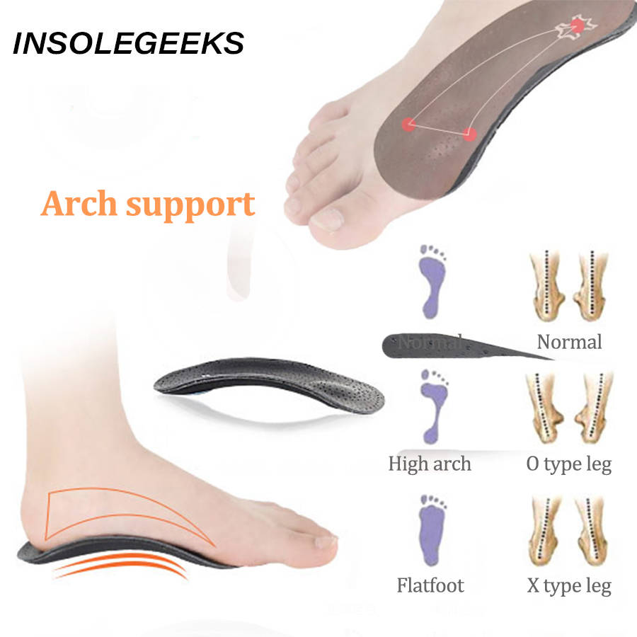 Leather orthotic insole for Flat Feet Arch Support 3/4 length orthopedic shoes sole Insoles for feet men and women foot care