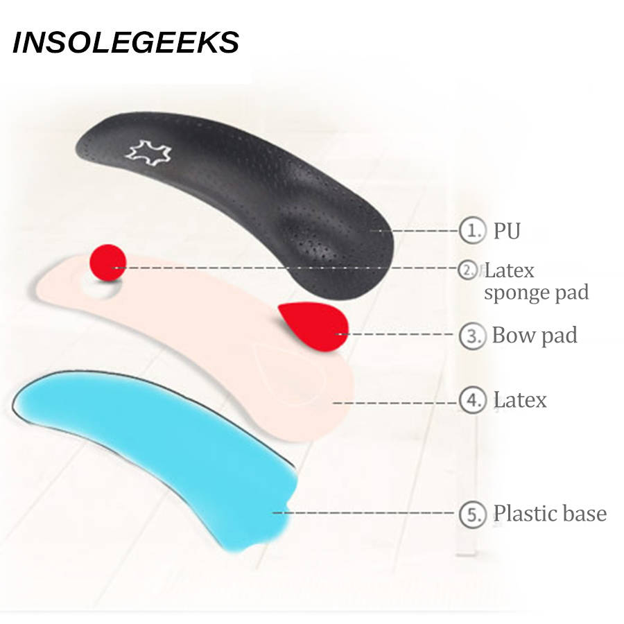 Leather orthotic insole for Flat Feet Arch Support 3/4 length orthopedic shoes sole Insoles for feet men and women foot care