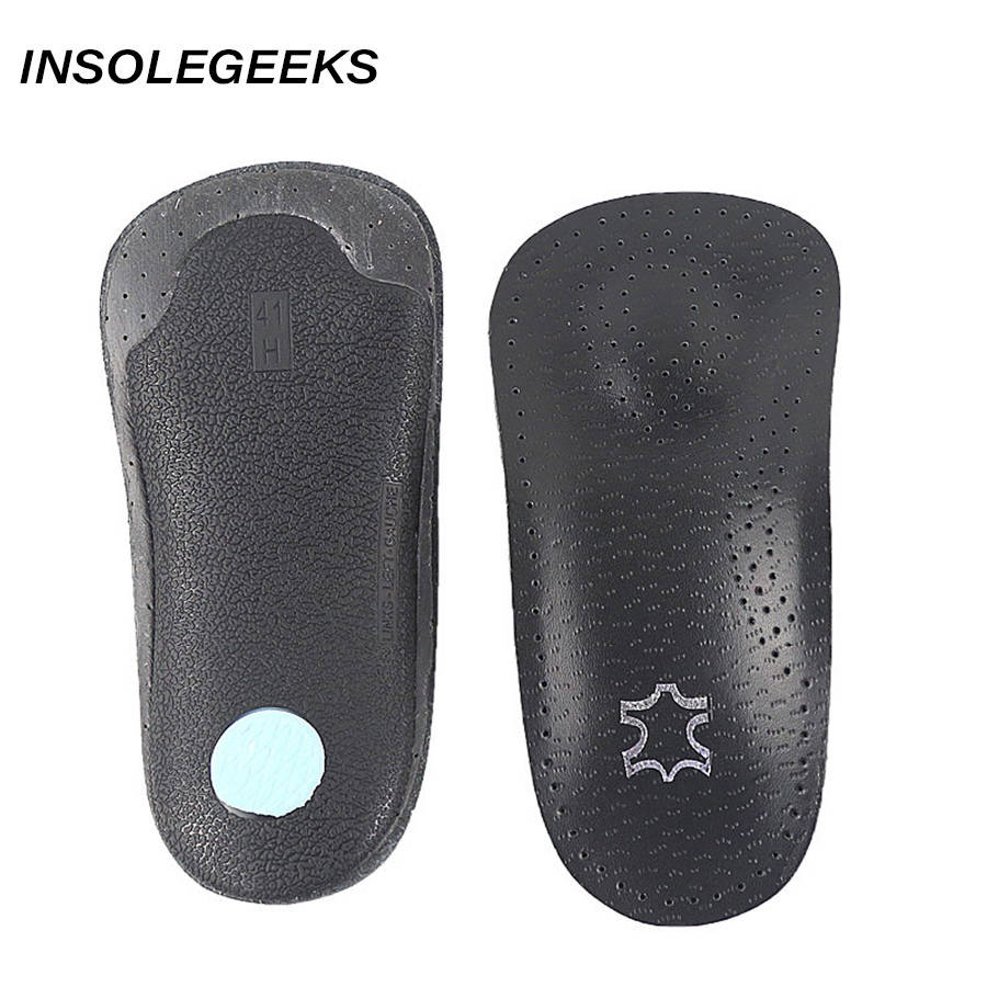 Leather orthotic insole for Flat Feet Arch Support 3/4 length orthopedic shoes sole Insoles for feet men and women foot care