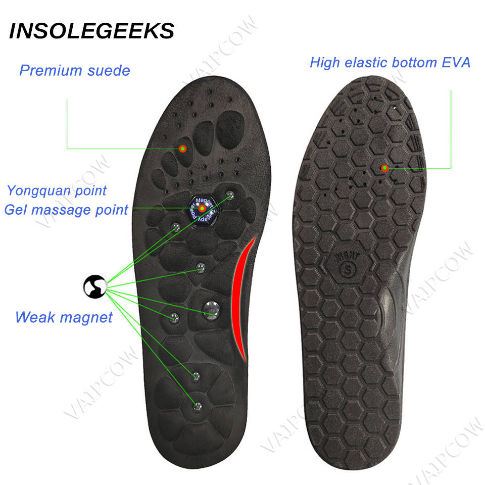 Premium Orthopedic Magnetic Therapy Insoles Arch Support Shoes Pads Magnet Soft Rubber Health Therapy Acupuncture Insoles