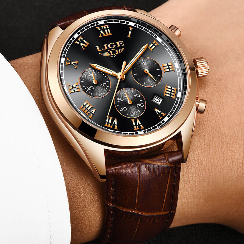 2020 LIGE Mens Watches Top Brand Luxury Waterproof 24 Hour Date Quartz Clock Male Leather Sport Wrist Watch Relogio Masculino